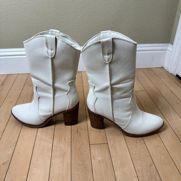 MIA Block Heel White Cowboy Western Boot Size 8.5 - Picture 6 of 12